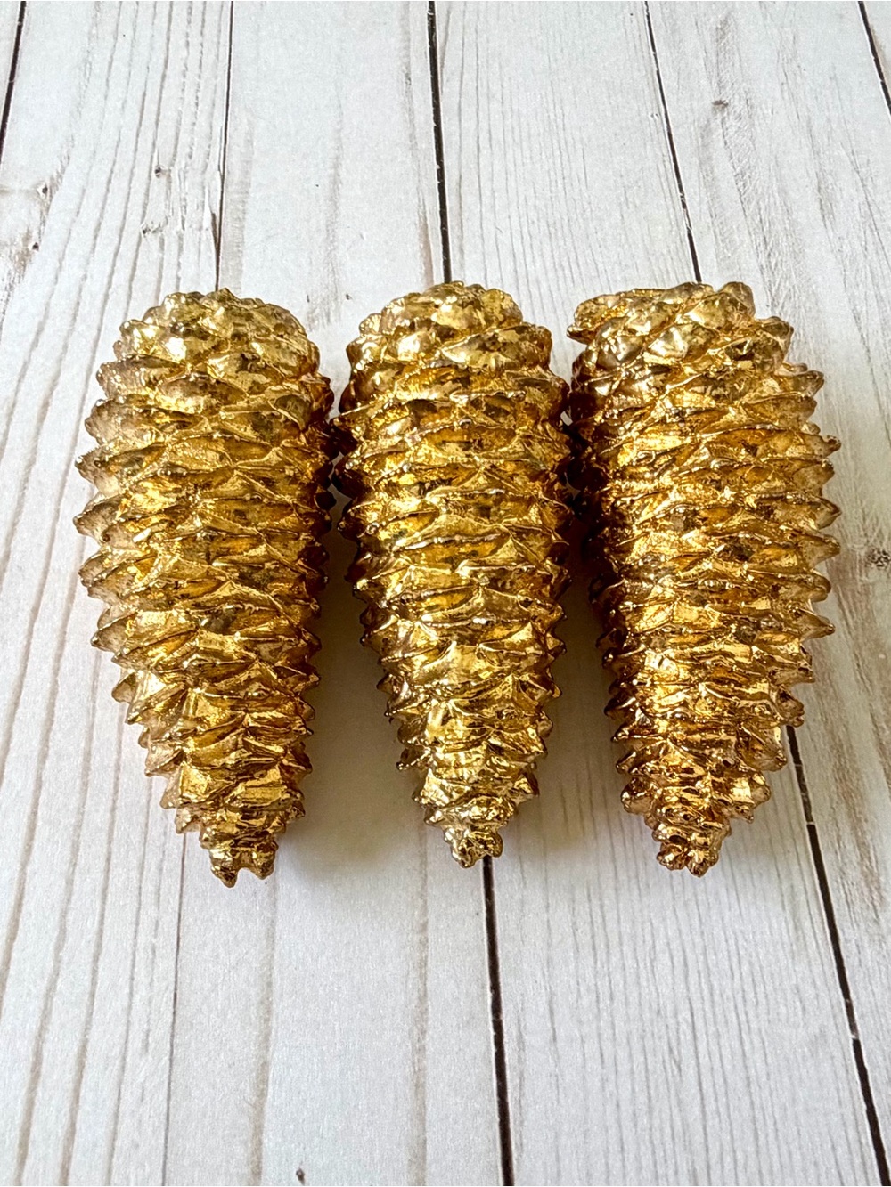 Vintage Dept 56 Golden Pinecones Heavy Solid Decor (set of 3)